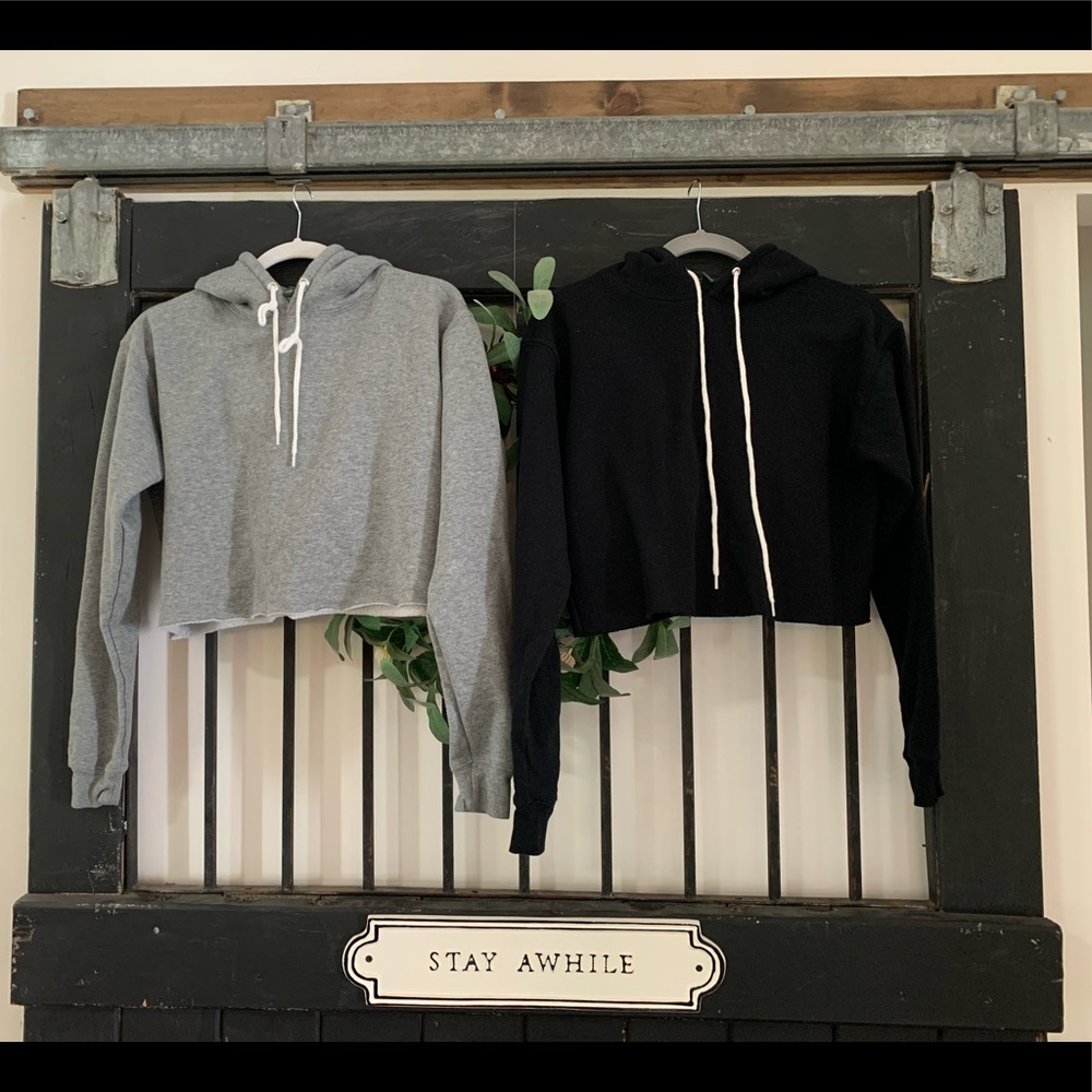 Black and Grey crop Hoodies